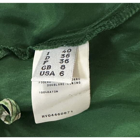 Moschino Italy Vintage Green Paisley Bandana Chiffon Tie Front Mini Dress 40/6 - Picture 3 of 4